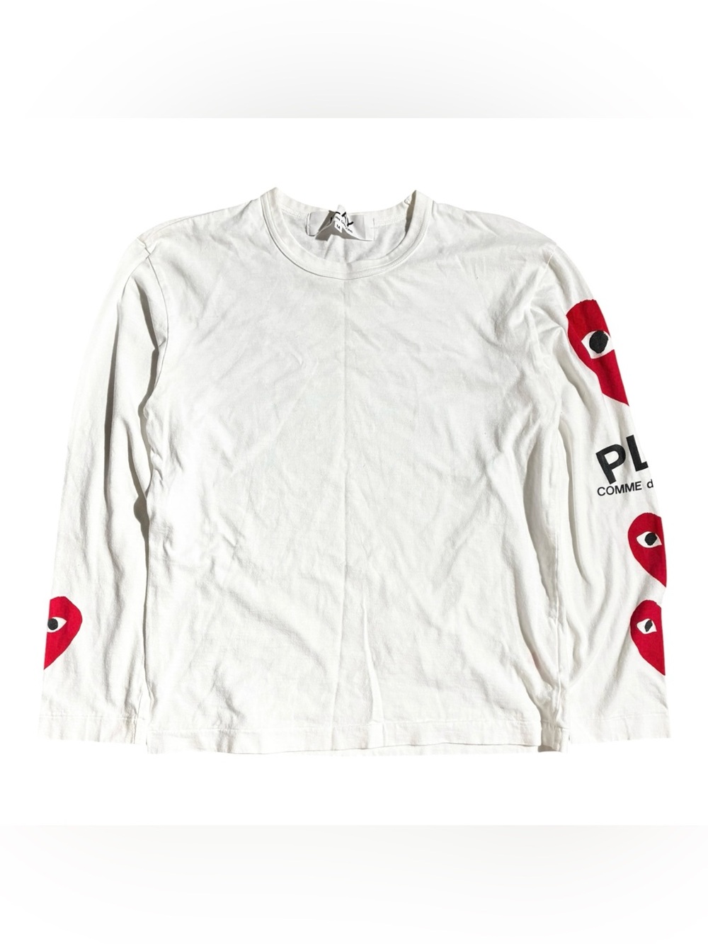Comme des Garçons PLAY Long Sleeve Tee White Red Heart Logo